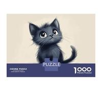 1000 Piece Jigsaw Puzzle for Teenagers Cute Black Kitten Illustration Jigsaw Fun Games Difficult Challenge Unique Birthday And Xmas Gifts 38x26cm/1000pcs
