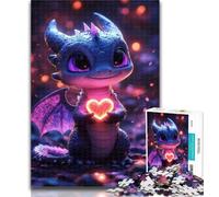 1000 Piece Jigsaw Puzzle for Teenagers Cute Dragon Holding Heart Impossible Game Precision Cutting Gift For Birthdays (size 38x26cm)