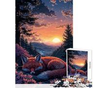 1000 Piece Jigsaw Puzzle for Teenagers Cute Fox Sleeping Sakura Fun Games Difficult Challenge DIY Toys Artists' Collection, Fine Arts (38X52CM)
