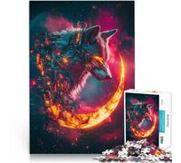 1000 Piece Jigsaw Puzzle for teenagers Cyber Wolf and Crescent Moon Mustermontage Tolles Geschenk für Spiele38x26cm