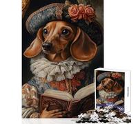 1000 Piece Jigsaw Puzzle for Teenagers Dachshund in Renaissance Attire(Fun Games Pattern Assembly DIY Toys Artists' Collection, Fine Arts (38x52cm)