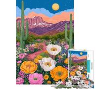 1000 Piece Jigsaw Puzzle for Teenagers Desert Bloom Night Adult Jigsaw Puzzle Toy Wall Decor Wall Art Challenging Game Gifts (Size 38x52cm)