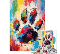 1000 Piece Jigsaw Puzzle for Teenagers Dog Paw Abstract Painting Fun at Home Activities, Improve Memory Family Games Suitable for Ages 14 And Up (38x26cm)