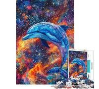 1000 Piece Jigsaw Puzzle for Teenagers Dolphin in Cosmos Jigsaw Puzzle 1000 Brain Teaser Game Great Gifts for Games Family Activities (Size 38x26cm)