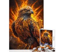 1000 Piece Jigsaw Puzzle for Teenagers Eagle in Flames Fun Games Difficult Challenge DIY Toys Artists' Collection, Fine Arts (38X52CM)