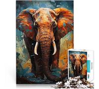 1000 Piece Jigsaw Puzzle for teenagers elephant colorful tones Entspannungsspiele Geschenke für Freunde und Familie75x50cm