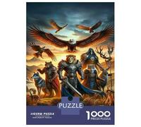 1000 Piece Jigsaw Puzzle for Teenagers Fantasy Artwork with Warriors And Animals Jigsaw Puzzle Anti-Stress Toys Home Decoration Challenging Game Gifts 70x50cm/1000pcs
