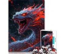 1000 Piece Jigsaw Puzzle for Teenagers Fearsome White Dragon with Fiery Aura Impossible Game Precision Cutting Gift For Birthdays (size 50x75cm)