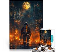 1000 Piece Jigsaw Puzzle for teenagers Firefighter Burning City Quizspiel Jedes Stück ist einzigartig Anspruchsvolles Familienspiel38x26cm