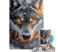 1000 Piece Jigsaw Puzzle for Teenagers Flame & Frost Wolf Puzzle For Teenagers Enhance Memory Help The Brain Exercise Educational Family Game (Size 38x26cm)
