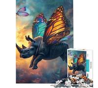 1000 Piece Jigsaw Puzzle for Teenagers Flying Rhino With Wings for Birthday, Chrismas For Family Fun Educational Toy Suitable for People Aged 14 And Above (38X52CM)