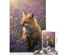 1000 Piece Jigsaw Puzzle for Teenagers Fox in Lavender Field with Bees Puzzle For Teenagers Enhance Memory Help The Brain Exercise Educational Family Game (38x52cm)