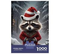 1000 Piece Jigsaw Puzzle for Teenagers Funny Raccoon Xmas Adult Puzzles Fun Games Difficult Challenge Challenging Game Gifts 52x38cm/1000pcs