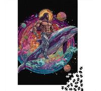 1000 Piece Jigsaw Puzzle for Teenagers Galactic Dolphins Cosmic Artwork Teenager Puzzles Brain Teaser Game Enhance Memory Fun at Home Activities, 70x50cm/1000pcs
