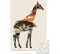 1000 Piece Jigsaw Puzzle for Teenagers Giraffe Silhouette Sunset Landscape Puzzles for Adults DIY Toys Hand Speed Race Unique Birthday And Xmas Gifts 70x50cm/1000pcs