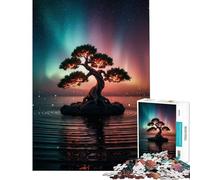 1000 Piece Jigsaw Puzzle for Teenagers Glowing Bonsai Tree Under Aurora Borealis Help The Brain Exercise Birthday Present Toy Wall Decor for And from 14 Years And over (50x75cm)