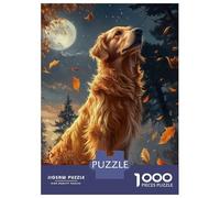 1000 Piece Jigsaw Puzzle for Teenagers Golden Retriever Under Moonlight Adult Puzzles Anti-Stress Toys Precision Cutting Christmas Birthday Gifts 52x38cm/1000pcs