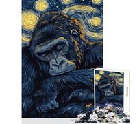 1000 Piece Jigsaw Puzzle for Teenagers Gorilla Starry Night 1000 Piece Jigsaw Educational Toy Great Gifts for Games A Work of Art (38x26cm)