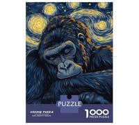 1000 Piece Jigsaw Puzzle for Teenagers Gorilla Starry Night Puzzle for Adults DIY Toys Difficult Hard Fun at Home Activities, 38x26cm/1000pcs