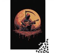 1000 Piece Jigsaw Puzzle for Teenagers Gothic Grim Reaper Guitar Art Print Teenager Puzzles Brain Teaser Game Enhance Memory Fun at Home Activities, 52x38cm/1000pcs