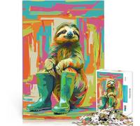 1000 Piece Jigsaw Puzzle for teenagers Green Boot Cool Sloth Art Spielspielzeug Verbessern Sie das Gedächtnis38x26cm