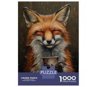 1000 Piece Jigsaw Puzzle for Teenagers Happy Fox Drinking Tea Jigsaw for Adults Family Games Presents for Women Christmas Birthday Gifts 52x38cm/1000pcs