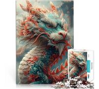 1000 Piece Jigsaw Puzzle for teenagers Happy new year dragon Challenging Difficult Every Piece is Unique - Challenging Family Fun Game 26x38cm