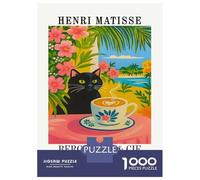 1000 Piece Jigsaw Puzzle for Teenagers Henri Matisse Inspired Cat And Coffee Jigsaw for Adults Family Game Analysis And Logic Fun Activities at Home 38x26cm/1000pcs