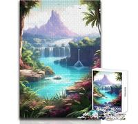 1000 Piece Jigsaw Puzzle for Teenagers Hidden Oasis Island River Ideal Stress Relief Leisure Activity Ultra Precise Cutting Craft Toy Size 50x75cm