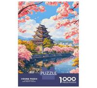 1000 Piece Jigsaw Puzzle for Teenagers Hiroshima Castle with Cherry Blossoms Puzzle for Adults DIY Toys Difficult Hard Fun at Home Activities, 38x26cm/1000pcs