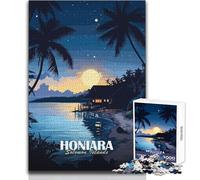 1000 Piece Jigsaw Puzzle for Teenagers Honiara, Solomon Islands Tropical Night Unique Challenge Game Stress Reliever Secret Santa Gifts Size 50x75cm