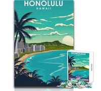 1000 Piece Jigsaw Puzzle for Teenagers Honolulu Hawaii Travel Unique Challenge Game Stress Reliever Secret Santa Gifts Size 38x26cm