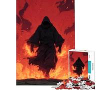 1000 Piece Jigsaw Puzzle for Teenagers Hooded Figure Amidst Fire And Smoke Learning Educational Toys Relax Games Family Activities Gifts for Women Men (Size 38x26cm)