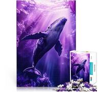 1000 Piece Jigsaw Puzzle for teenagers Humpback Whale in Purple Ocean For Family Fun is ideal as a gift for the whole family 50x70cm
