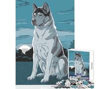 1000 Piece Jigsaw Puzzle for Teenagers Husky Under Moonlight Puzzle For Teenagers Enhance Memory Help The Brain Exercise Educational Family Game (50x75cm)