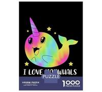 1000 Piece Jigsaw Puzzle for Teenagers I Love Narwhals Adult Puzzles Fun Games Difficult Challenge Challenging Game Gifts 52x38cm/1000pcs