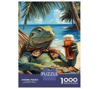 1000 Piece Jigsaw Puzzle for Teenagers Iguana Beach Chill Puzzle for Adults DIY Toys Difficult Hard Fun at Home Activities, 70x50cm/1000pcs
