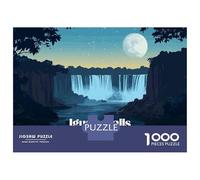 1000 Piece Jigsaw Puzzle for Teenagers Iguazu Falls at Night Illustration Puzzle for Adults DIY Toys Difficult Hard Fun at Home Activities, 38x26cm/1000pcs