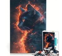 1000 Piece Jigsaw Puzzle for Teenagers Inferno Fire Cat, Educational Games, But Fun And Humorous, Unique Birthday And Gifts (50x75cm)