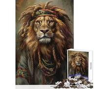 1000 Piece Jigsaw Puzzle for Teenagers Jamaican Reggae Rasta Lion Fun Games Difficult Challenge DIY Toys Artists' Collection, Fine Arts (38X26CM)