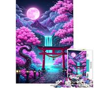 1000 Piece Jigsaw Puzzle for Teenagers Japanese Cherry Landscape Torii Gate Teenager Puzzles Relax Games Perfect Decoration Fun at Home Activities, (Size 75x50cm)
