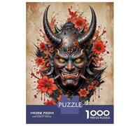 1000 Piece Jigsaw Puzzle for Teenagers Japanese Demon Mask Art Print-1 Jigsaws for Adults Relaxing Games Precision Cutting Christmas Birthday Gifts 52x38cm/1000pcs