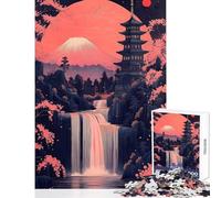 1000 Piece Jigsaw Puzzle for Teenagers Japanese Pagoda Waterfall Fun Games Difficult Challenge DIY Toys Artists' Collection, Fine Arts (38X26CM)