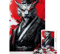 1000 Piece Jigsaw Puzzle for Teenagers Japanese Samurai Beast Fun Games Difficult Challenge DIY Toys Artists' Collection, Fine Arts (38X52CM)