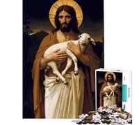 1000 Piece Jigsaw Puzzle for Teenagers Jesus Christ Holding A Lamb Painting Learning Educational Toys Relax Games Family Activities Gifts for Women Men (Size 50x75cm)