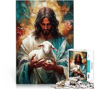 1000 Piece Jigsaw Puzzle for teenagers Jesus with Lamb Familienspiel für und mit vollständig ineinander greifenden, zufällig geformten Teilen52x38cm