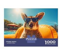 1000 Piece Jigsaw Puzzle for Teenagers Kangaroo in Pool with Sunglasses Jigsaw for Adults Anti-Stress Toys Birthday Present Christmas Birthday Gifts 38x26cm/1000pcs