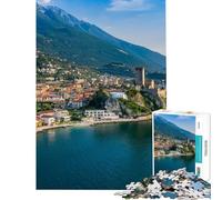 1000 Piece Jigsaw Puzzle for Teenagers Lago Di Garda, Malcesine Jigsaw for Adults Relaxing Games Improve Memory Fun Activities at Home (Size 38x26cm)