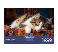 1000 Piece Jigsaw Puzzle for Teenagers Lazy Sleepy Cat Puzzle for Adults DIY Toys Difficult Hard Fun at Home Activities, 70x50cm/1000pcs