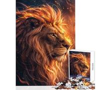 1000 Piece Jigsaw Puzzle for Teenagers Lion King in Fire Fun Games Difficult Challenge DIY Toys Artists' Collection, Fine Arts (75X50CM)